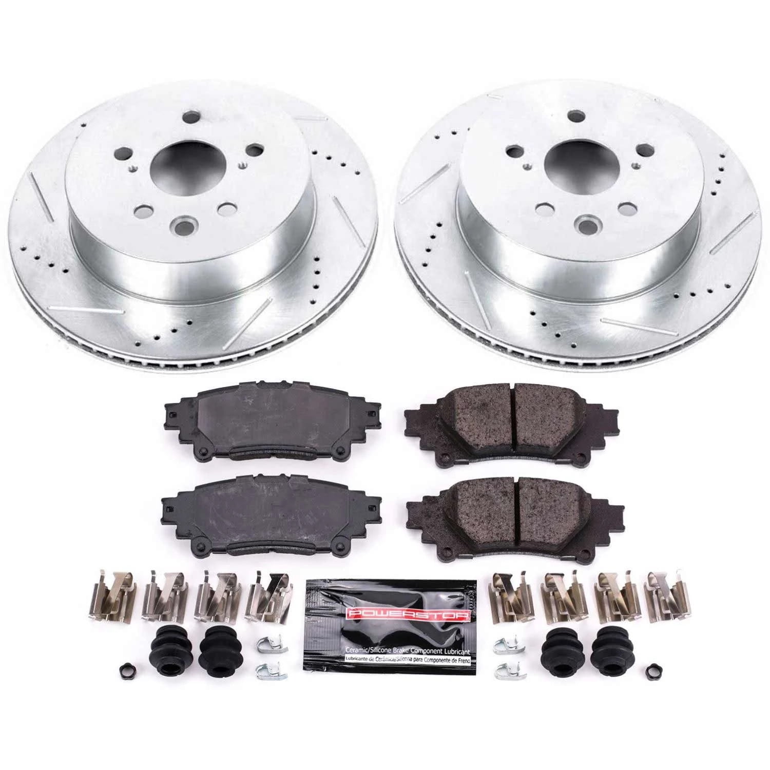 PowerStop Rear Z23 Evolution Sport Carbon-Fiber Ceramic Brake Pad and Drilled & Slotted Rotor Kit Fits: LEXUS Select Models K6928