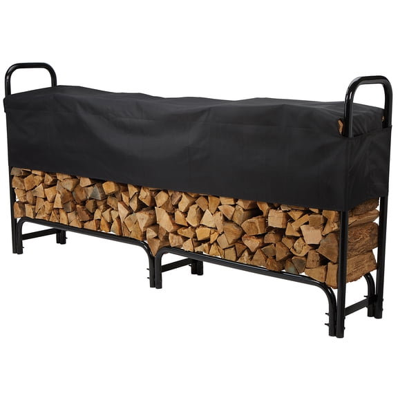 Roughneck 8ft. Firewood Rack with Cover, 2200-Lb. Capacity, Steel Construction