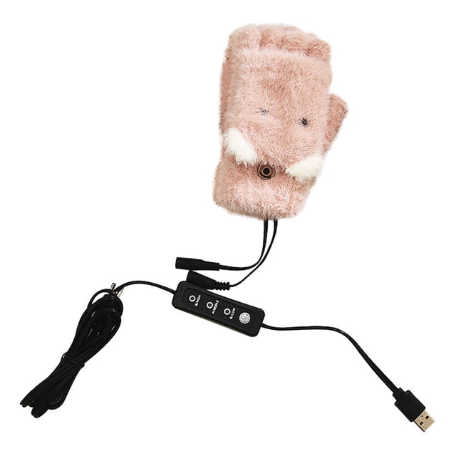 Gants Chauffants Réglables Demi-Doigts USB Chargeant Exquis Chauffage Flip Gants Sans Doigts pour l'Extérieur