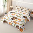thumbnail image 3 of Homewish Watercolor Highland Cow Twin Quilt Set, Pumpkin Maple Leaf Twin Coverlet Set, White Orange Green Brown, 2 Pieces 1 Bedspread and 1 Pillowcase, 3 of 7