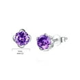 thumbnail image 2 of Devuggo Sterling Silver Round Shaped Simulated Amethyst Stud Earrings for Women, 2 of 5