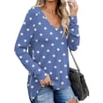 thumbnail image 4 of Mujer Tops Manga Larga Con Cuello En V Ropa De Niña Cremallera Lateral Dividida Suéter Femenino Casual Suelto, Azul, L Monstrate AP003996-21, 4 of 6