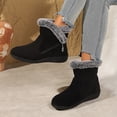 thumbnail image 6 of Women's Wedge Ankle Boots Suede Side Zip Fur Lined Booties Round Toe Flats Fall Winter Casual Everyday Comfortable Shoes Black 7.5, 6 of 9