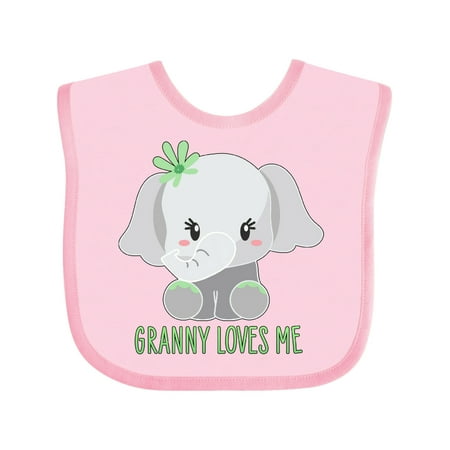 

Inktastic Granny Loves Me- cute elephant Gift Baby Boy or Baby Girl Bib
