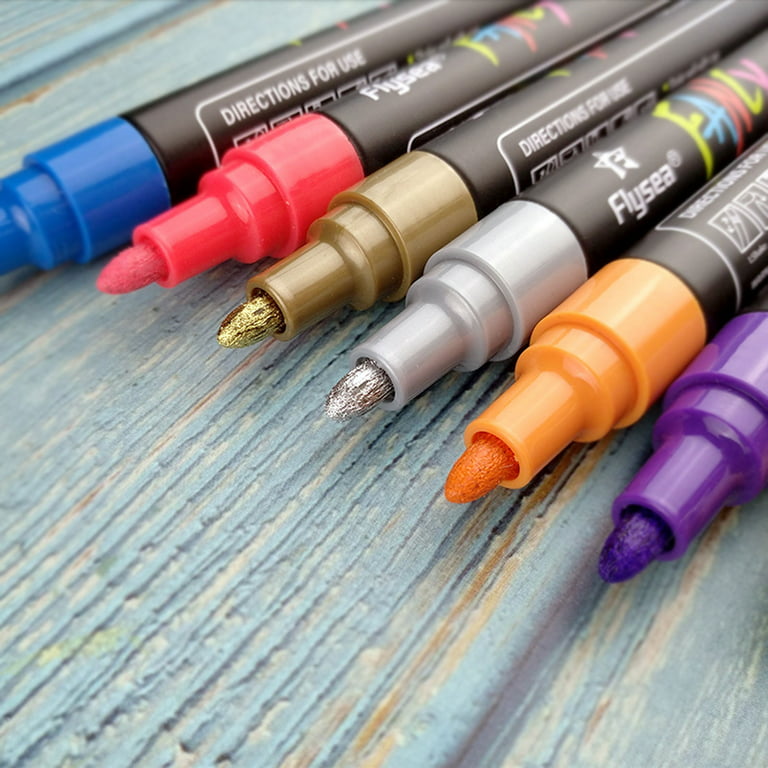 Black Paint Pens, Emooqi 6 Pack 0.7mm Acrylic White Permanent