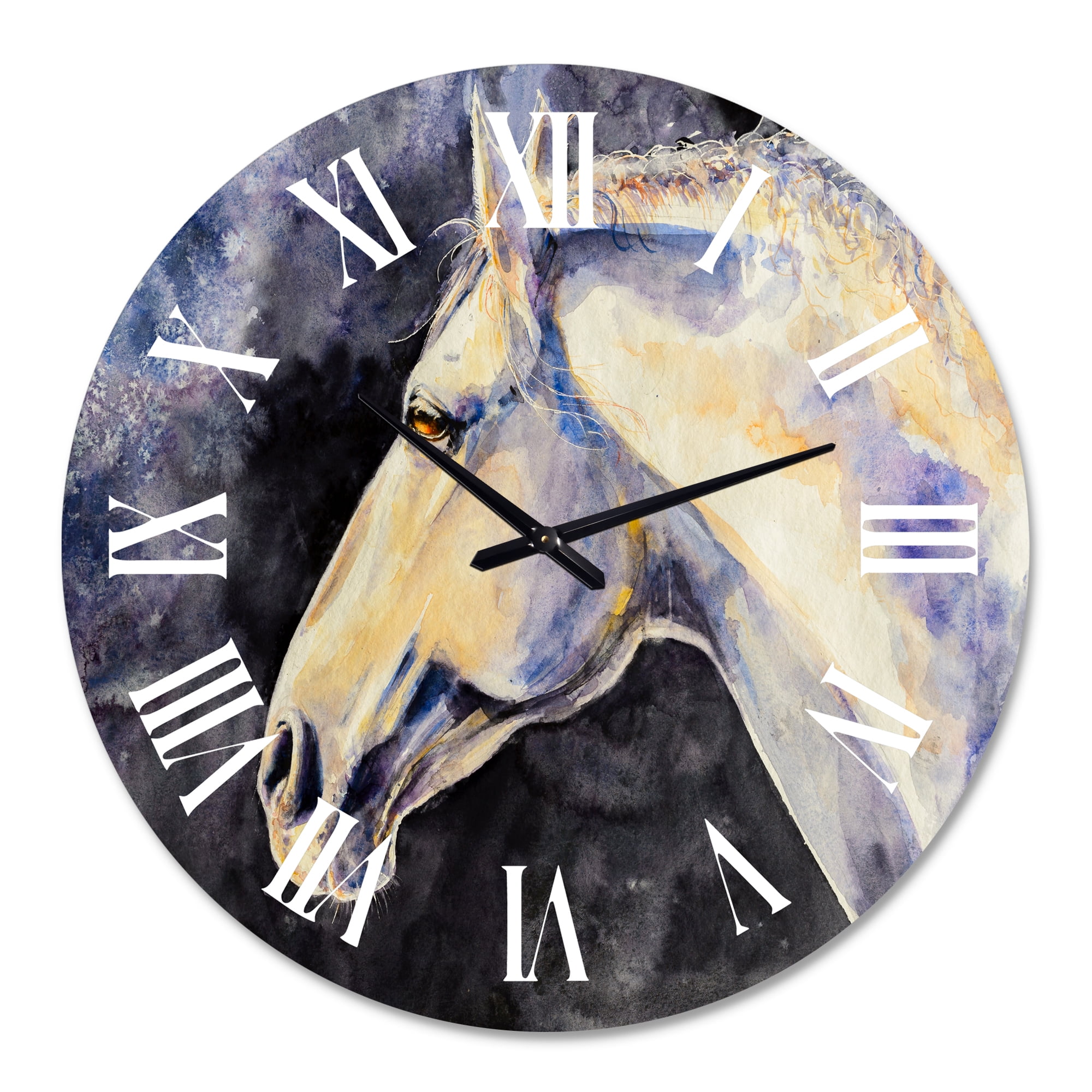 Designart 'The Head Of A Lipizzan Horse' Farmhouse Wall Clock