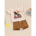 thumbnail image 5 of Aojekbee 2Pcs Baby Boy Western Outfits Short Sleeve Horse Print Tops + Solid Shorts Set Toddler Summer Clothes, 5 of 10