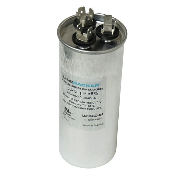 Linebacker Motor Run Dual Round Capacitor, 55   5 Mfd., 440 Volt, LCD55 5X440R