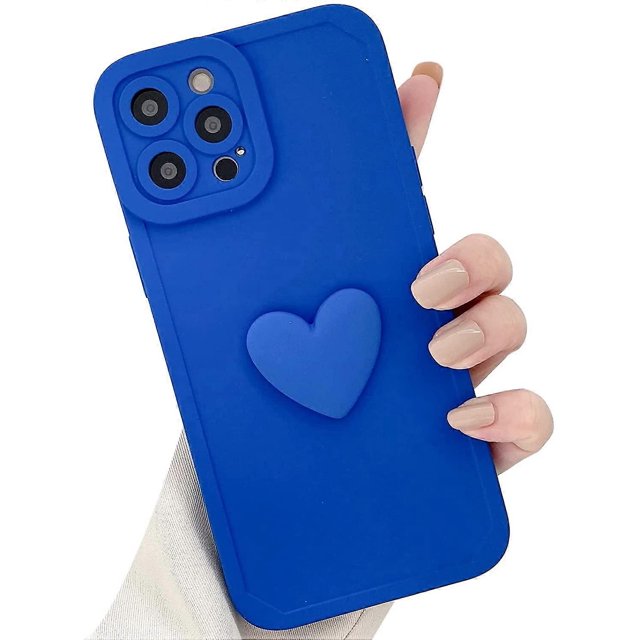 Funda ZHAOCHENG Compatible con iPhone 13 Pro Max Corazón de Amor 3D Anticaídas Azul