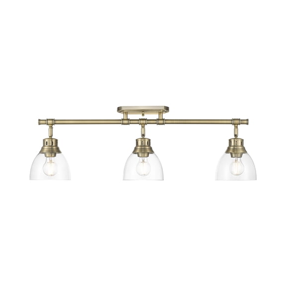 Duncan 3-Light Semi-Flush - Track Light in Aged Brass with Clear Glass