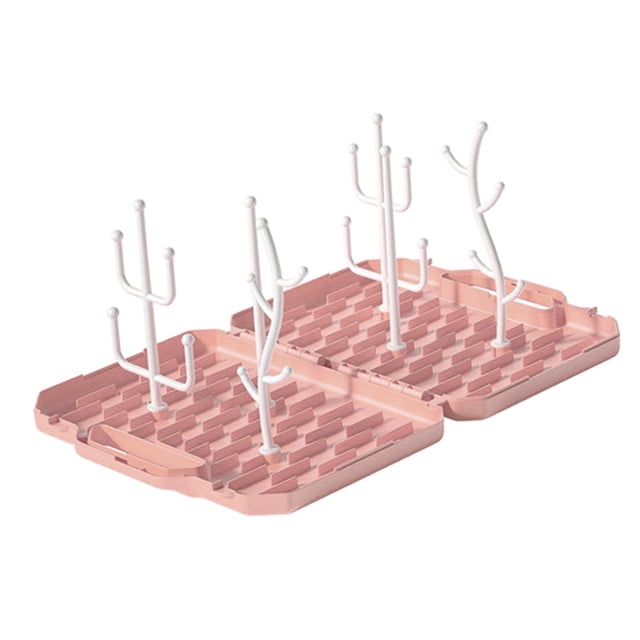 Estante de secado de biberones Zulema portátil desmontable BPA duradero Rosa