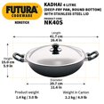 thumbnail image 3 of Hawkins Q57 Poêle Antiadhésive à Frire Profonde (Kadhai) avec Couvercle en Acier et Fond Rond - 4 Litres, 3 of 5