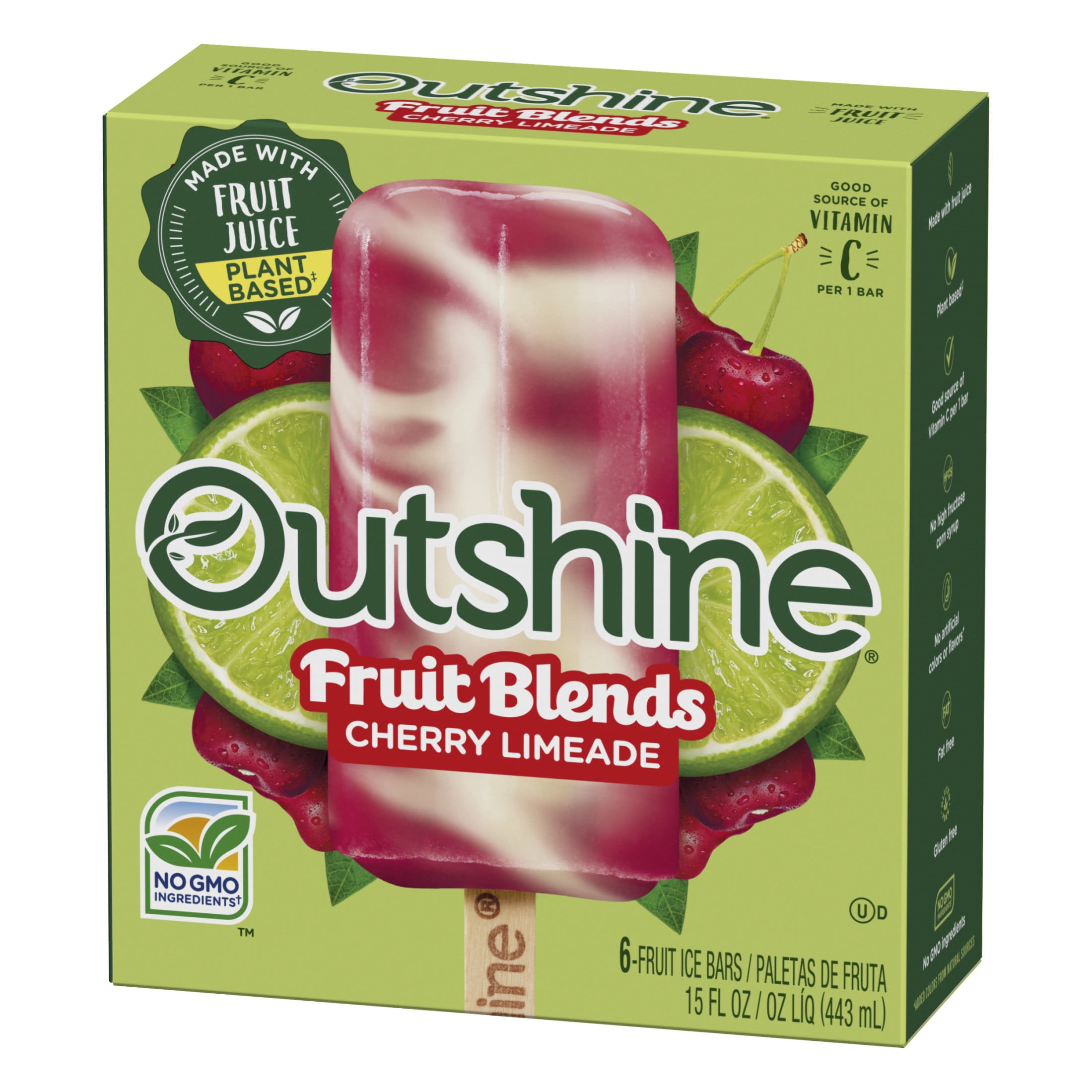 Outshine Cherry Limeade Fruit Blends Frozen Fruit Bars, 6 Count