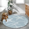 thumbnail image 4 of Summer Coastal Round Living Room Rugs 3.3 ft, Nautical Abstract Starfish Ocean Marine Life Washable Area Rug with Non-Slip Sturdy Edge Binding Round Front Door Mat Floor Carpet for Entryway, 4 of 9