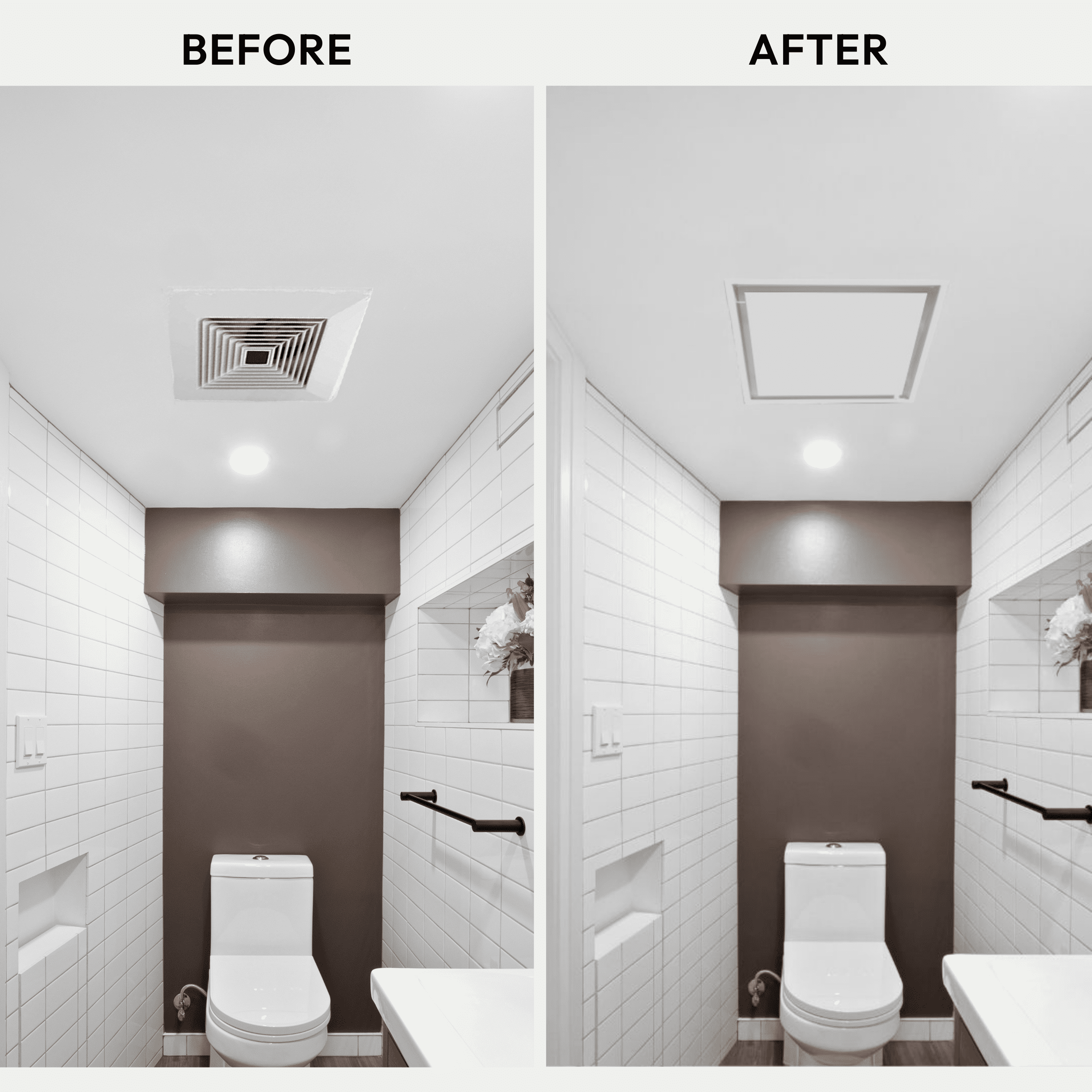 Fittes Framed Exhaust Mount [Lite], Minimalist ABS Plastic Bathroom Ventilation Fan Upgrade Cover for Wall or Ceiling, Easy 15-Min DIY Install, – 14"x14" – Cotton White