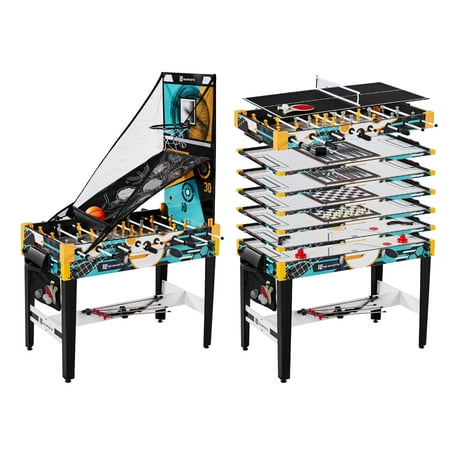 MD Sports 48 Inch 12 in 1 Multi Combo Game Table Set with Billiards, Air Powered Hockey, Table Tennis, Basketball, Archery, Easy Assembly and Quick Switch Games, Family (Best Combo Game Table)