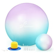 Sportneer 65cm Anti-Burst Slip Resistant Inflatable Yoga Ball with Quick Pump, Blue Purple