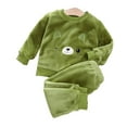 thumbnail image 3 of Boys and Girls' Cute Flannel Clothes Long Sleeve and Pants Winter Warm Soft Fuzzy Homewear with Sweatpants Green 6-12 Months, 3 of 3
