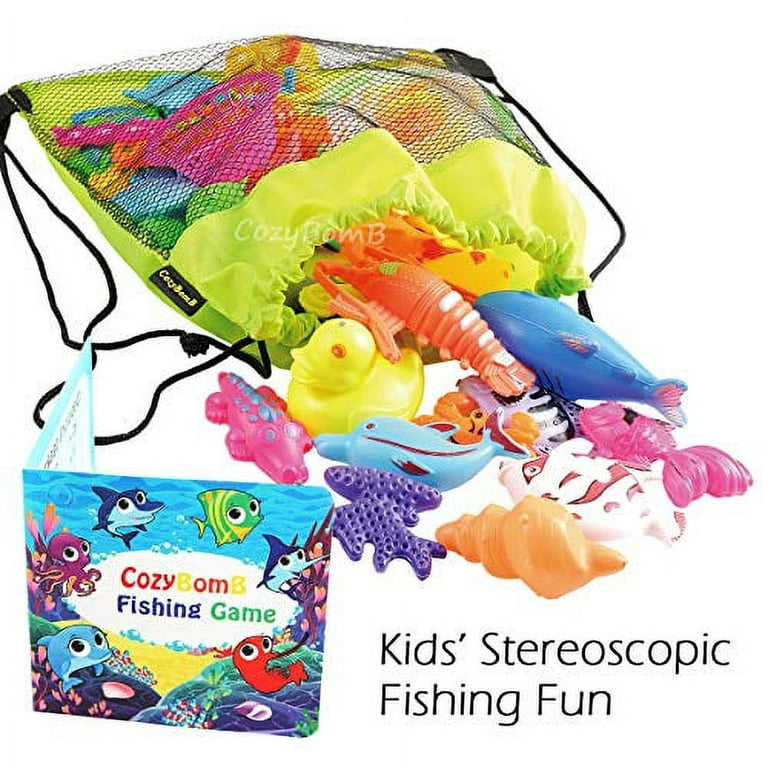 Magnetic Fishing Toys Game Set for Kids Water Table Bathtub Kiddie Pool  Party with Pole Rod Net, Plastic Floating Fish-Toddler Color Ocean Sea  Animals Age 3 4 5 6 Year Old 