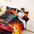 thumbnail image 3 of Castle Fairy Red Supercar Queen Sheet Sets 4 Pieces for Boys, City Explosion Bed Set for Bedroom, Red and Black, 3 of 6