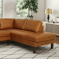 thumbnail image 4 of Hairo Loose Back Genuine Leather Right Facing Sectional Sofa in Cognac Tan, 4 of 5