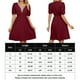thumbnail image 2 of Vestido Vestido de manga corta para mujer, vestido informal con costuras de encaje, plisado, cuello en V, a la moda, corte en A sencillo con bolsillos, Vestidos femeninos Cgtredaw Vino rojo T XXL para Mujer, 2 of 6