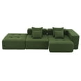 thumbnail image 3 of 105.5-inch L Shaped Sectional Sofa, Wide and Deep Seat, Minimalist Wrinkle-resistant Corduroy Couch, Full Compressed Cloud Couch for Living Room, Free Combination, No Assembly Requireds (Green), 3 of 12