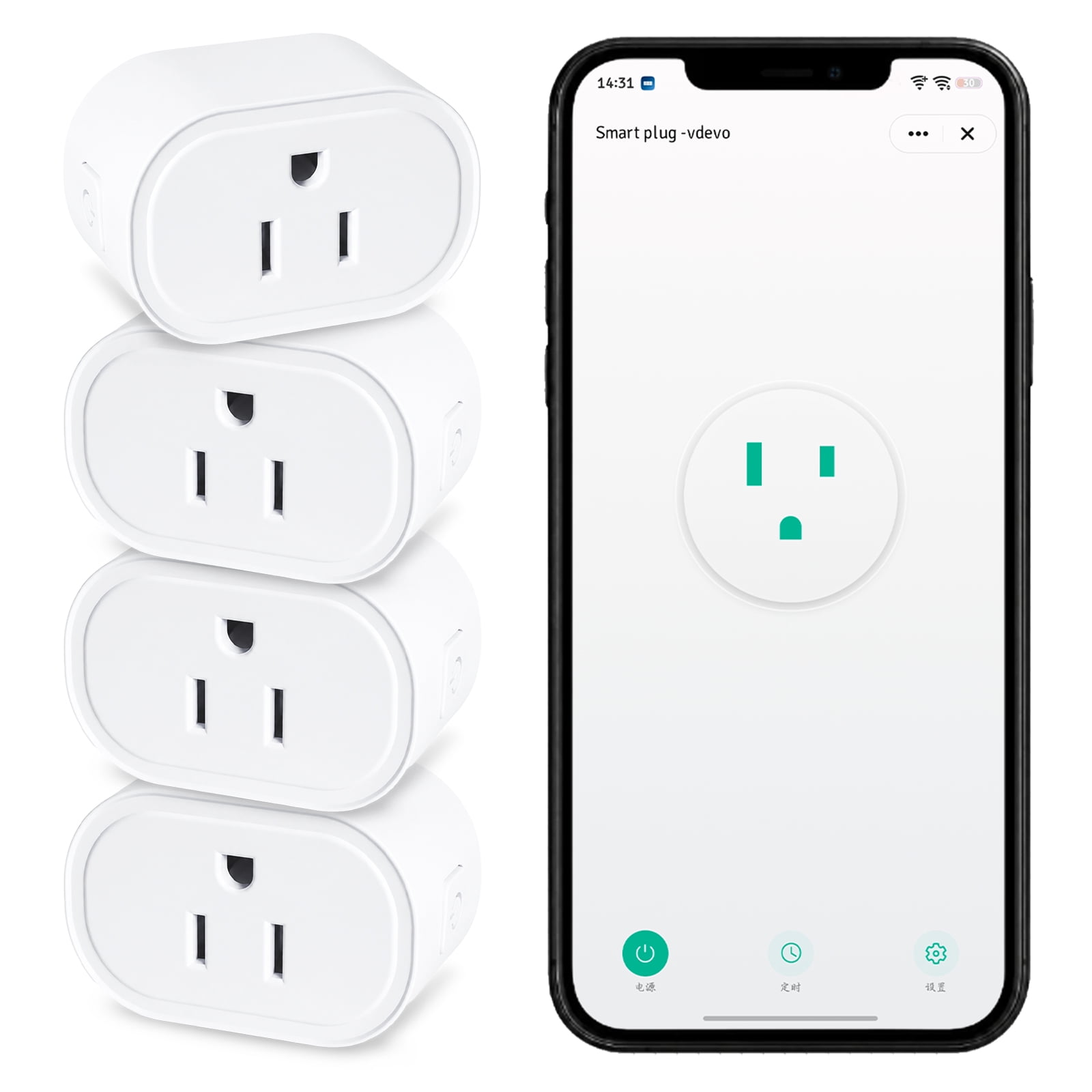 Oasskyo WiFi Bluetooth Smart Plug, 4 Pack Smart Outlet, Mini Smart Socket Works with Alexa Google Home