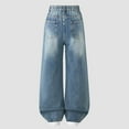 thumbnail image 5 of mgoYE Kids Jeans Girls Girl's Ripped Flare Bell Bottom Jeans High Waist Denim Pants with Pockets Baggy Jeans for Girls(Blue,14-15 Years), 5 of 9