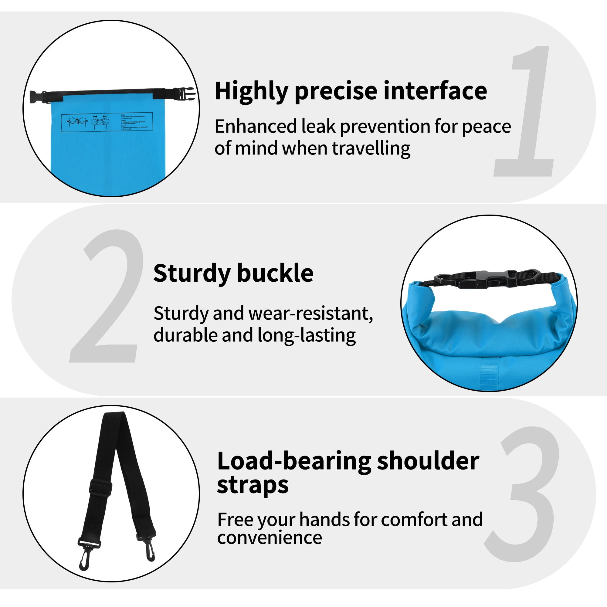 Unique Bargains Durable Waterproof Dry Bag Grey Blue