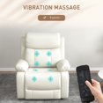 thumbnail image 3 of CoSoTower PU Leather Reclining Chair with Vibration Massage Recliner, Swivel Base, Rocking Function, Remote Control, Cream White, 3 of 7