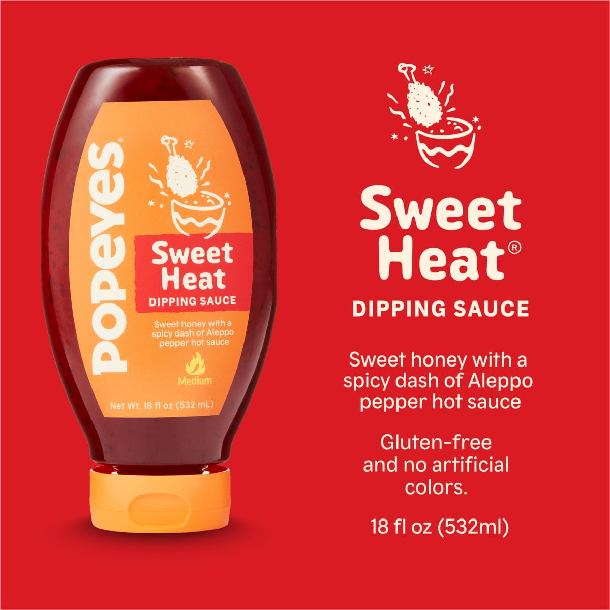 Popeyes Louisiana Kitchen Sweet Heat Dipping Sauce, 18 oz Bottle