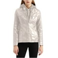 thumbnail image 2 of Feancey Women's PU Leather Jacket Motorcycle Bomber Jackets Biker Winter Coat with Detachable Hood Beige XXL, 2 of 5