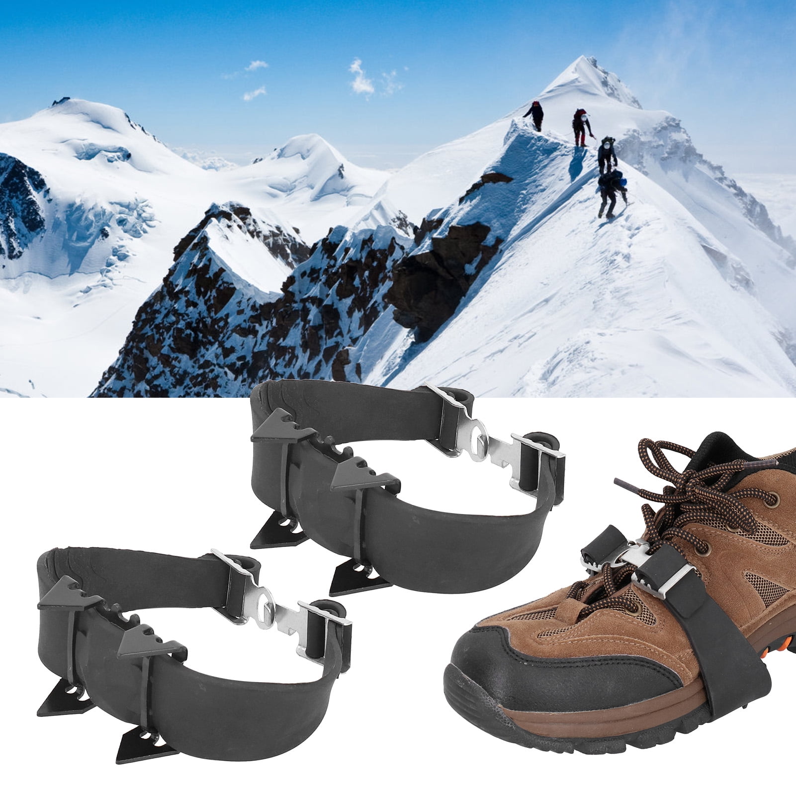Tebru Shoe Spikes Crampons,Anti‑Slip Shoe Spikes Ice Crampon Walk Traction Cleats Stretch Footwear for Walking,Ice Crampon Cleats