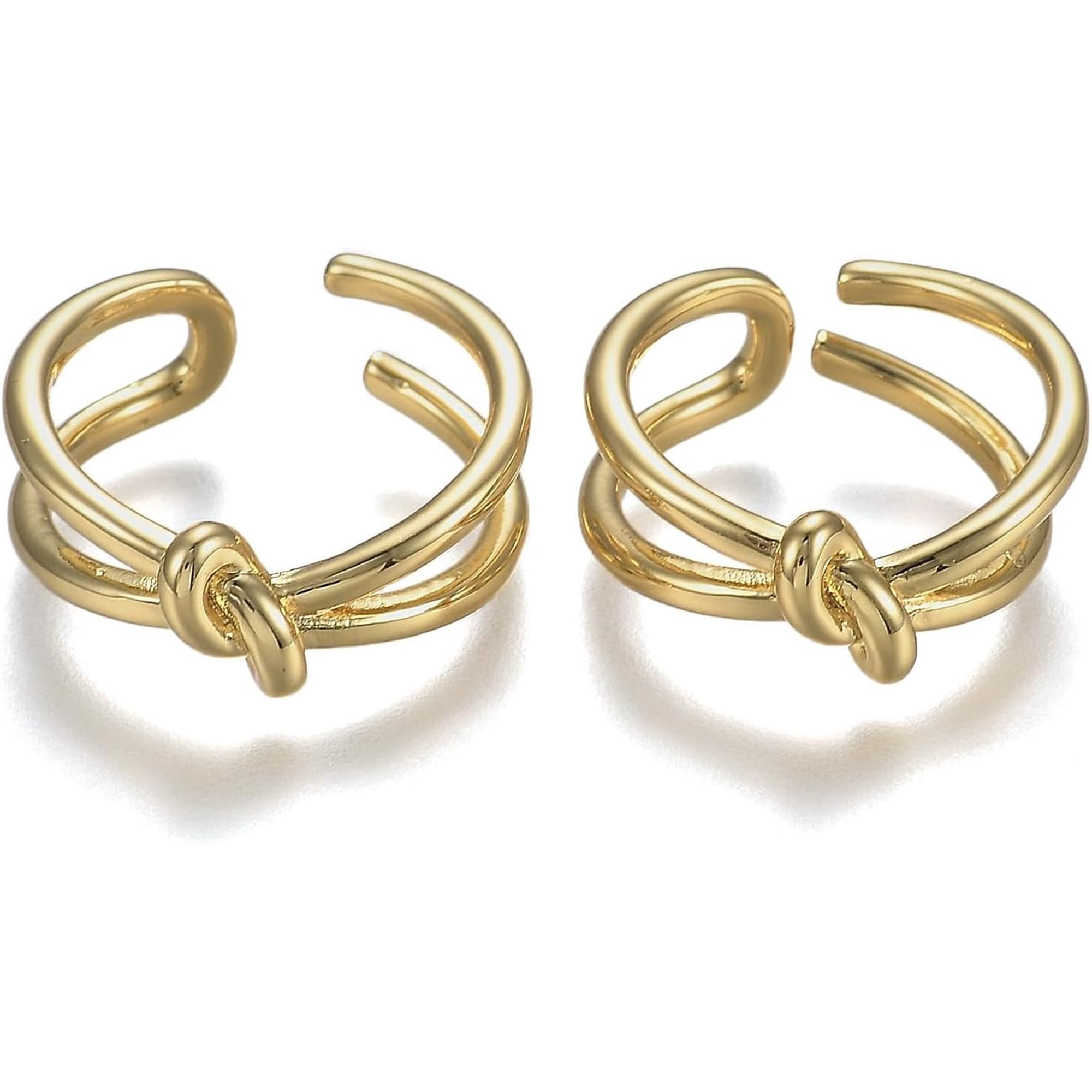 1 Pcs Adjustable Brass Knot Cuff Rings Open Rings Decoration Real 18K Gold Plated Rings for Women Birthday Festival Elegant Gifts DIY Personalized Jewelry US Size 6 1/2(16.9mm)