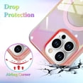 thumbnail image 5 of Laser Case Designed for iPhone 15 Pro Case Compatible with Magsafe Fluorescent Iridescent Transparent Case for Women Soft TPU Bumper Hard Back Shockproof Protective Cover-Clear/Pink, 5 of 6