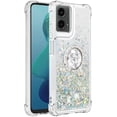 thumbnail image 3 of Compatible with Motorola Moto G 5G 2024 Case Glitter Liquid Clear Bling Moving Floating Sparkle with Ring Kickstand TPU Girly Women Cute Phone Case for Moto G 5G 2024 Sliver YBZ, 3 of 14