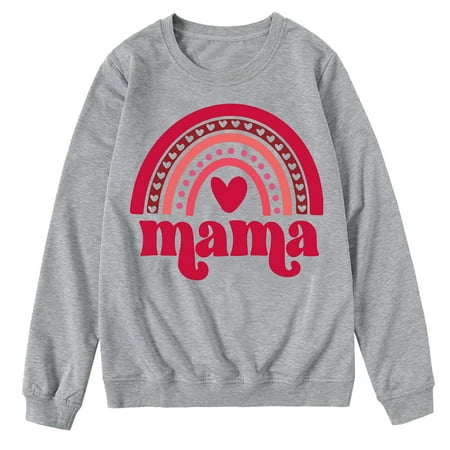 

ketyyh-chn99 Pajamas for Family of 7 Casual Mom Blouse For Crewneck Sweatshirts Mommy And Me Matching Outfits Xmas Print Long Sleeve