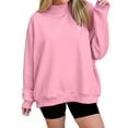 thumbnail image 2 of Nfurl Womens Mock Neck Sweatshirt Oversized Long Sleeve Pullover Tops Loose Fit Casual Trendy Going Out Ladies Sweatshirts Pink,L, 2 of 8