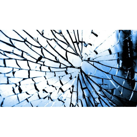 Multi Color Crack Glass - LAMINATED POSTER Broken Glass Broken Glass Crack Poster Print 24 x 36