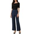 thumbnail image 2 of INSPIRE CHIC Wide Leg Pants for Women's High Waisted Business Work Casual Trousers Straight Suit Pant XS Dark Blue, 2 of 6