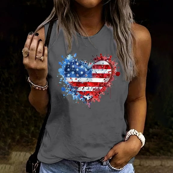 Sevevn Women's Summer Casual Round Neck Loose Sleeveless T-Shirt Women Beach Fashion Gray M