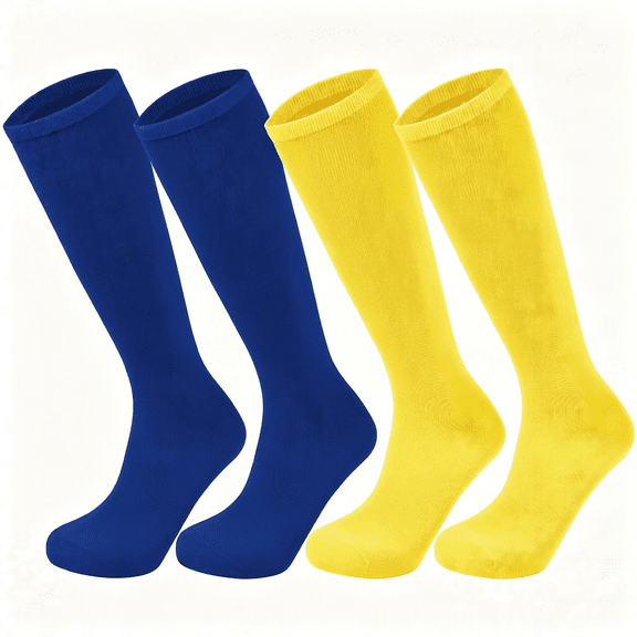 OQRKI 2 Pairs Kids Soccer Socks Cotton Atheleticl Baseball Softbal Socks National Team Colors Global Watch Party Gear 2 Pairs National Team Colors Blue and Yellow Socks