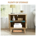 thumbnail image 5 of PHOYAL Beige Large End Table with Charging Station, Vertical Strip Square Side Tables with Sliding Door Storage for Living Room, 5 of 8
