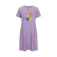 thumbnail image 3 of Elvqul Womens Nightgowns Sleepwear Sleepwear for Women Pull on Short Purple Short Sleeve Nightgowns, 3 of 7