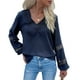 thumbnail image 3 of Jersey de manga larga, camisetas de cuello en V para mujer, blusa de manga larga, camiseta de retazos de encaje, rendimiento de primera categoría, 3 of 7