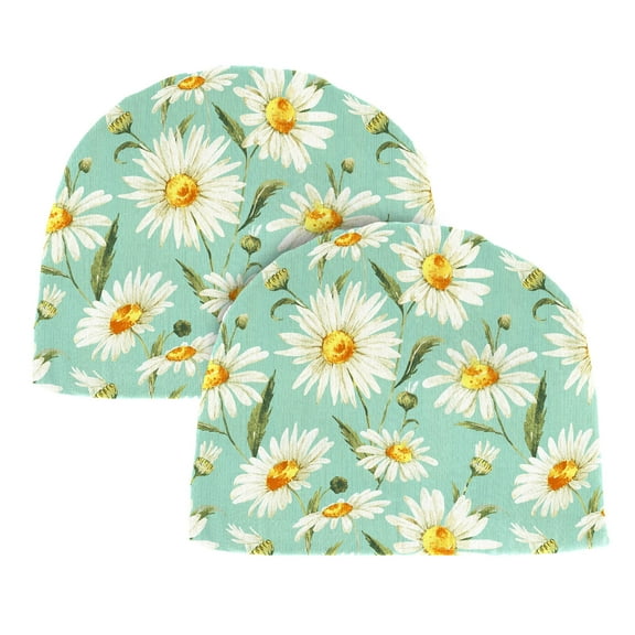 Jordan Manufacturing 18" x 18.5" Daphne Iceberg Aqua Floral Square Contoured Outdoor Chair Pad Seat Cushion (2 Pack)