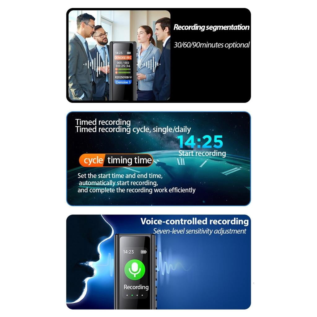 Yihuala Long Time Dictaphone Playback MP3 Music Player Meeting Covert Voice Activate Recorder Noise Cancellation