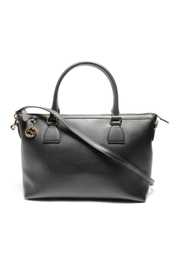 Pre-Owned Gucci Interlocking G 2-way Leather Tote Bag, Black