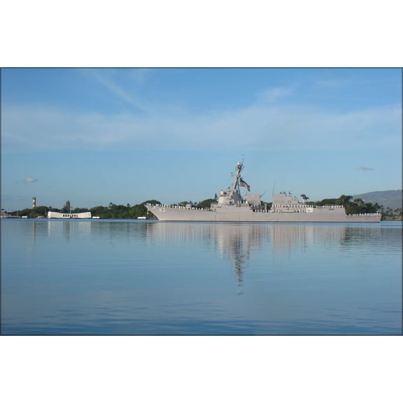 24"x36" Gallery Poster, U.S. Navy destroyer USS Chung-Hoon & USS Arizona Memorial